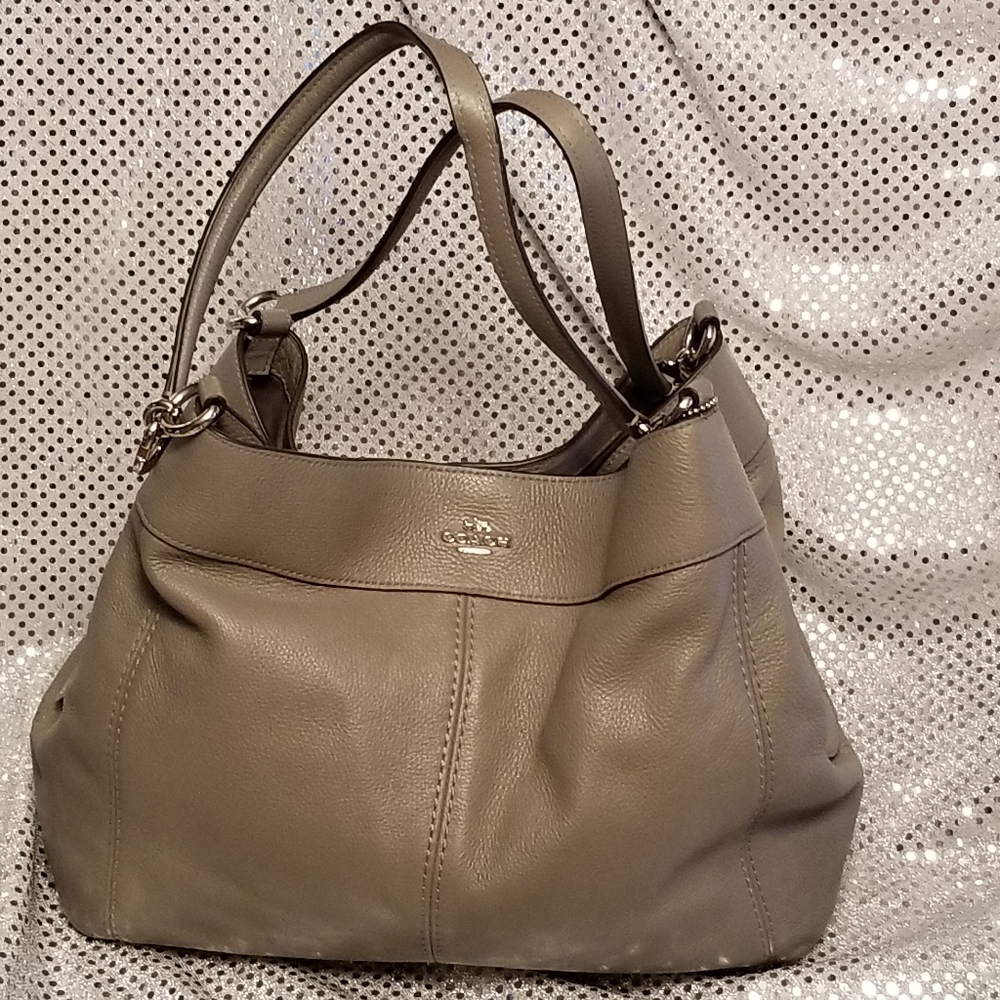Beige leather coach purse